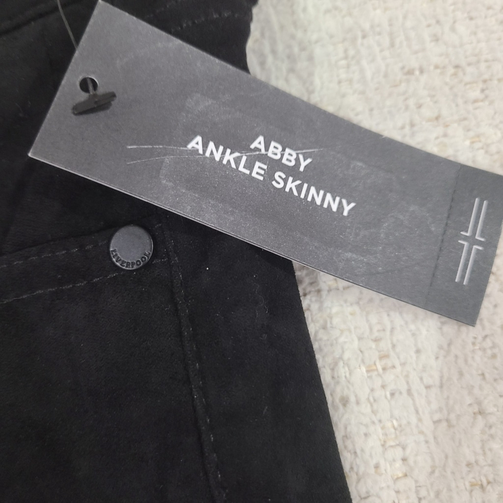 NEW Liverpool Los Angeles Abby High Rise Ankle Skinny Black Suede Pants Sz 12/31 - Picture 4 of 8